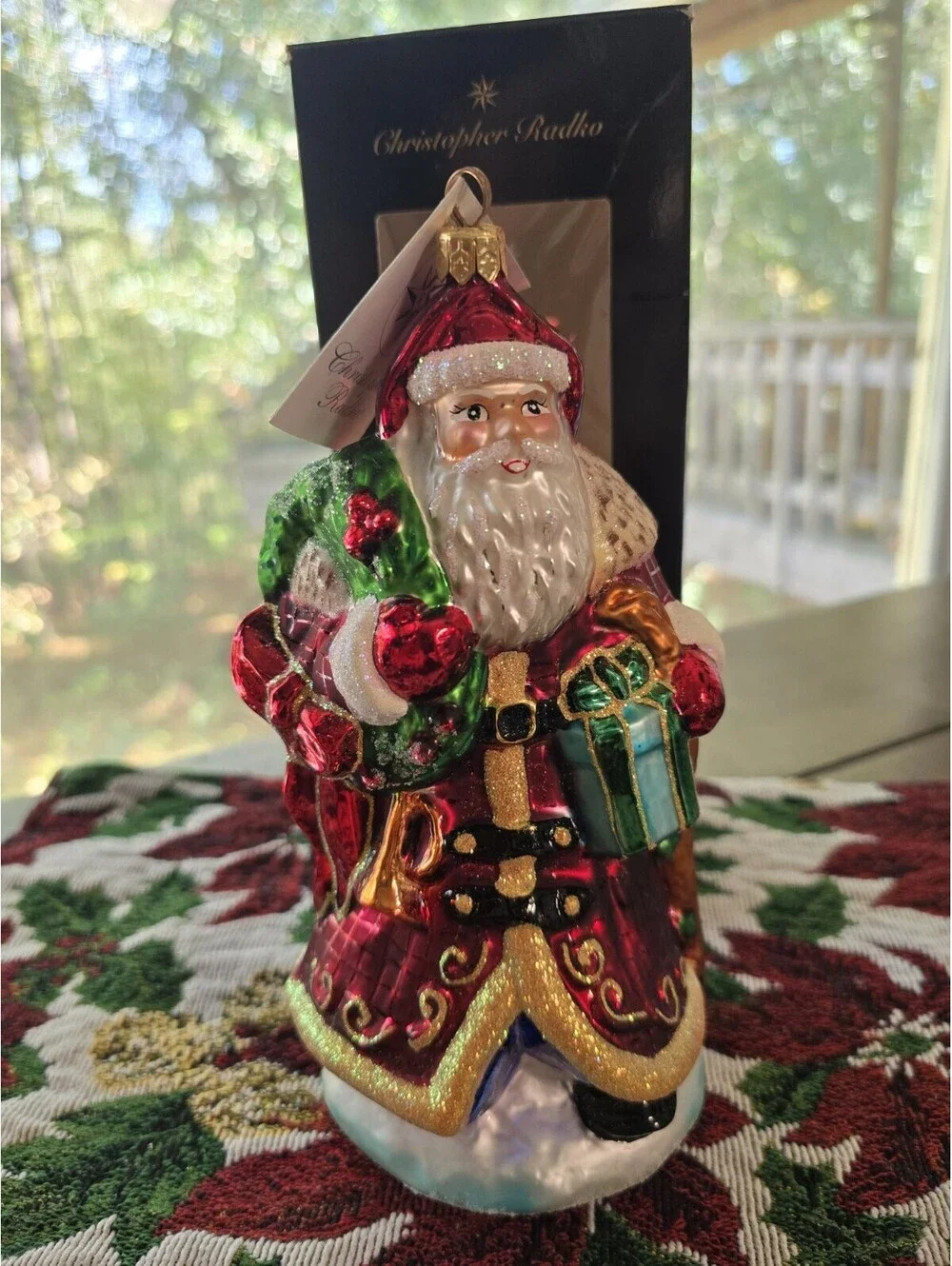Vtg Christopher Radko Ruby Santa Ornament Christmas Collectible 1999 8.5in